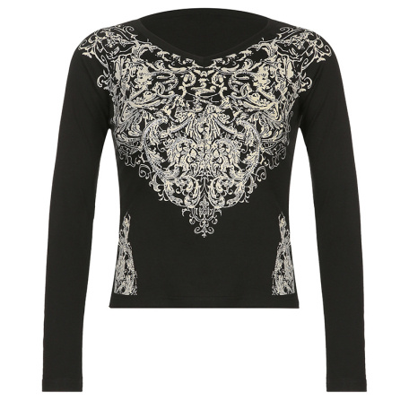 black long sleeve graphic tees