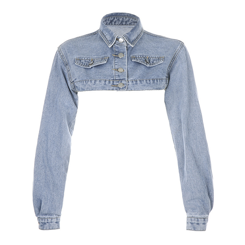 long sleeve women mini denim jacket