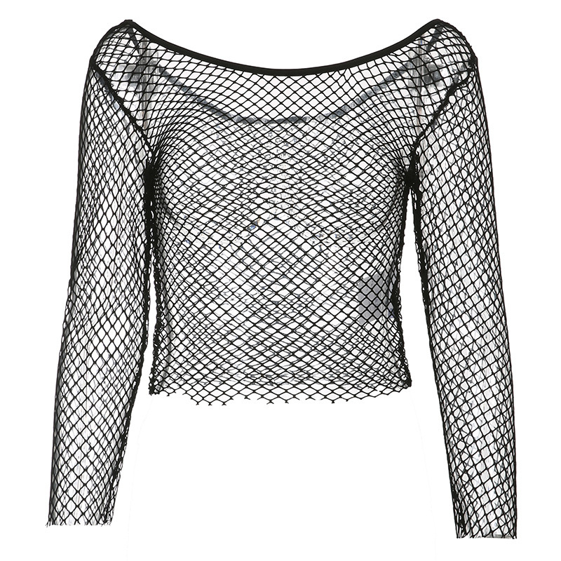 black fishnet trendy long sleeves