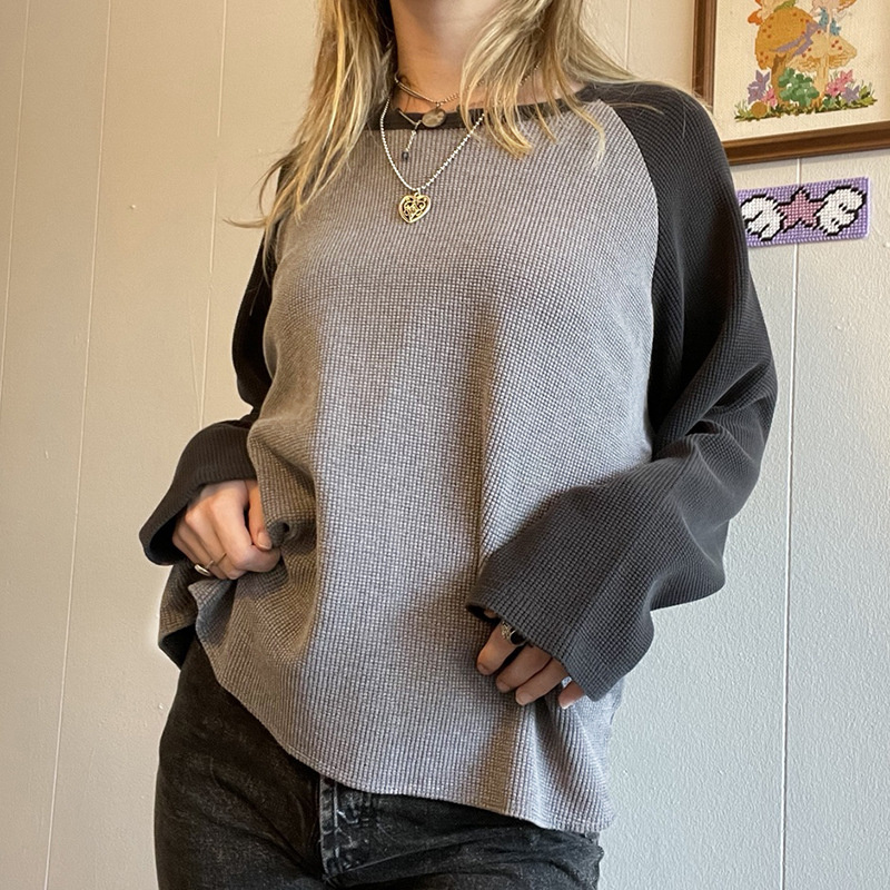 gray long baggy women sweatshirt