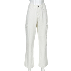 cotton blend casual white pants