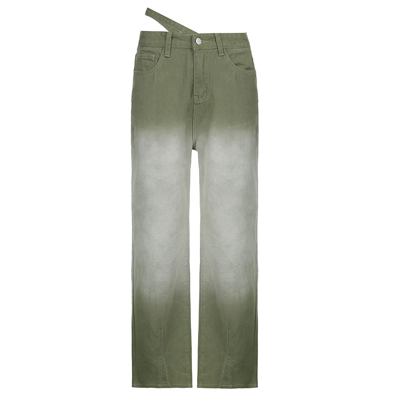 green washed jeans