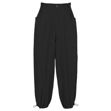 black casual cotton blend pants