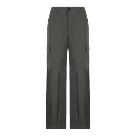 chemical fiber blend casual grey pants