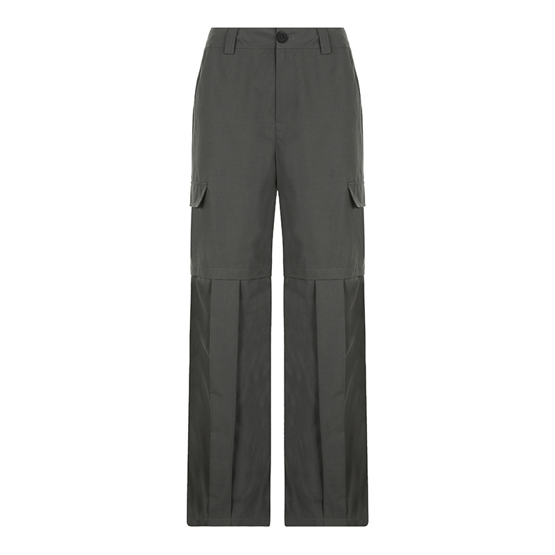 chemical fiber blend casual grey pants