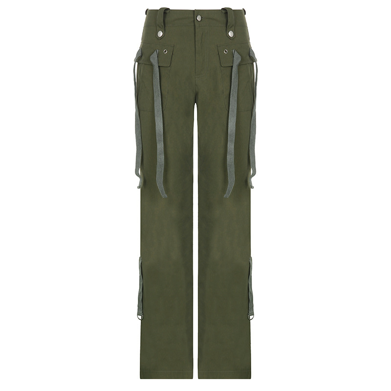 green straight leg cargo pants