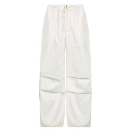 casual white woven long pants
