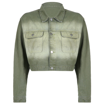 polyester fiber stylish green denim jacket