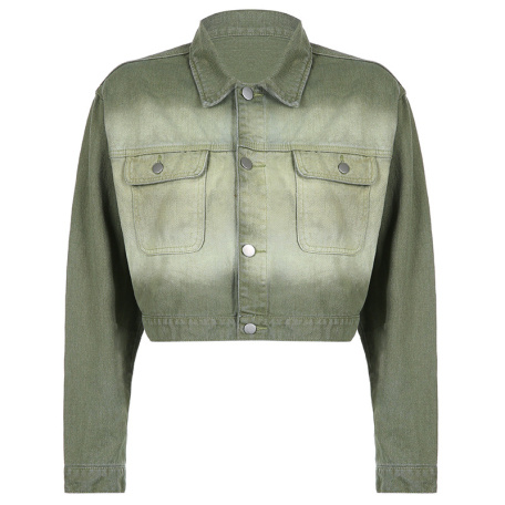 polyester fiber stylish green denim jacket