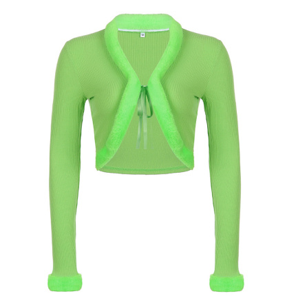plain color women green cardigans