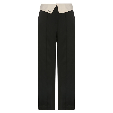 casual black woven material pants womens