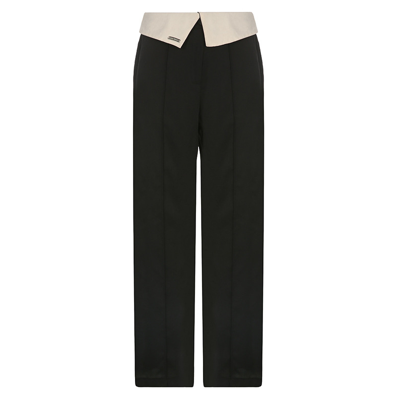 casual black woven material pants womens