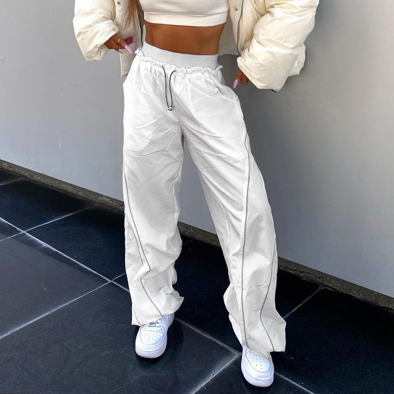 white baggy loose women pants