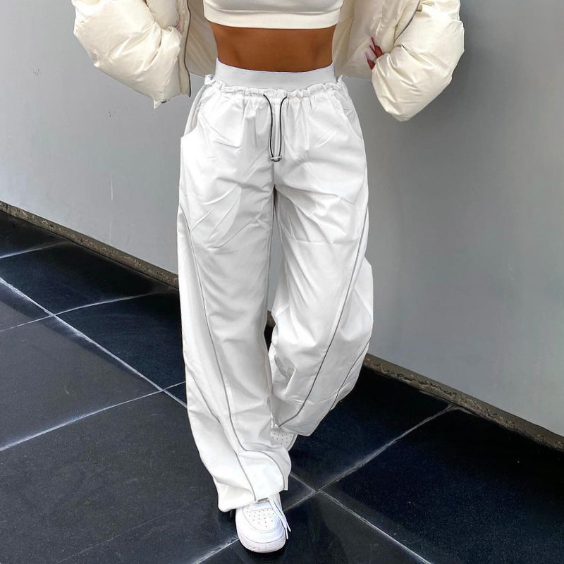 white baggy casual pants