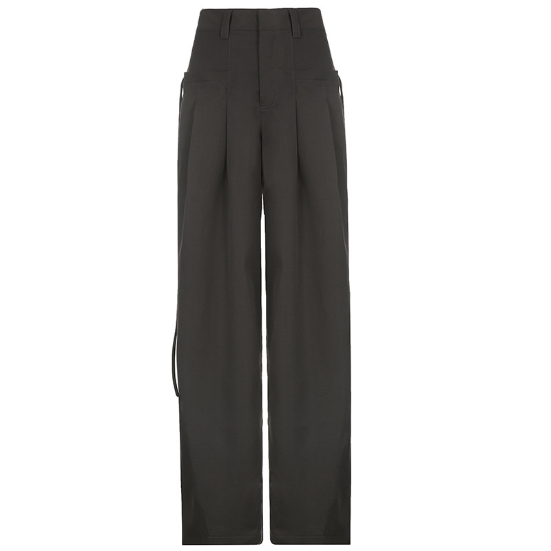 gray wide leg casual pants