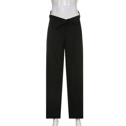 casual woven fabric plain pants