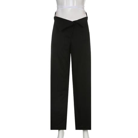 casual woven fabric plain pants