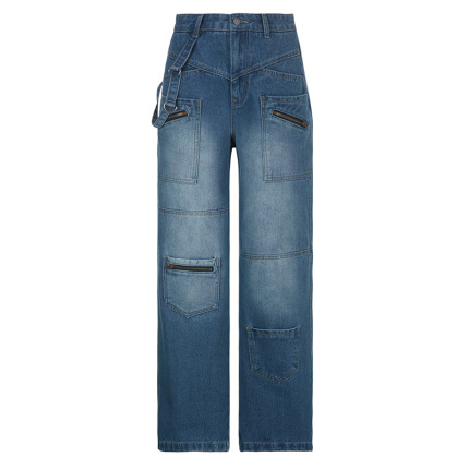blue cotton polyester street jeans