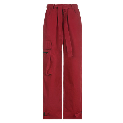 straight leg casual pants red