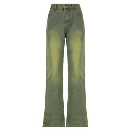 green gradient wash women jeans