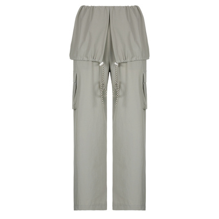 gray waist fake two pieces of casual pants