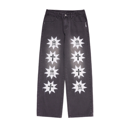 dark gray printed cargo pants