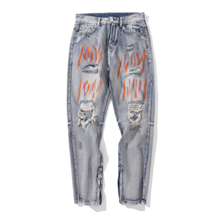 loose ripped jeans pencil pants