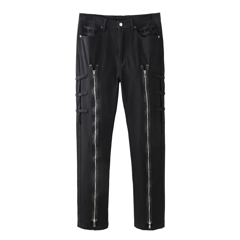 black cool straight cargo pants