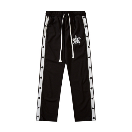 cotton drawstring casual straight pants