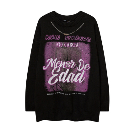 black simple hipster loose sweaters