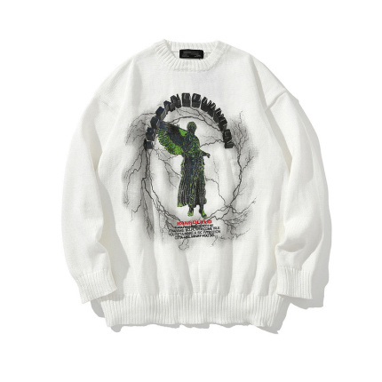 white vintage portrait print sweaters