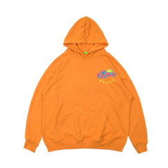no collar orange print hoodies