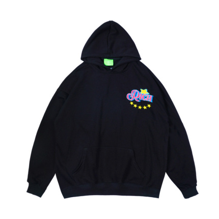 no collar orange print hoodies