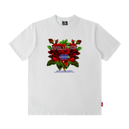 rose pattern white t shirt