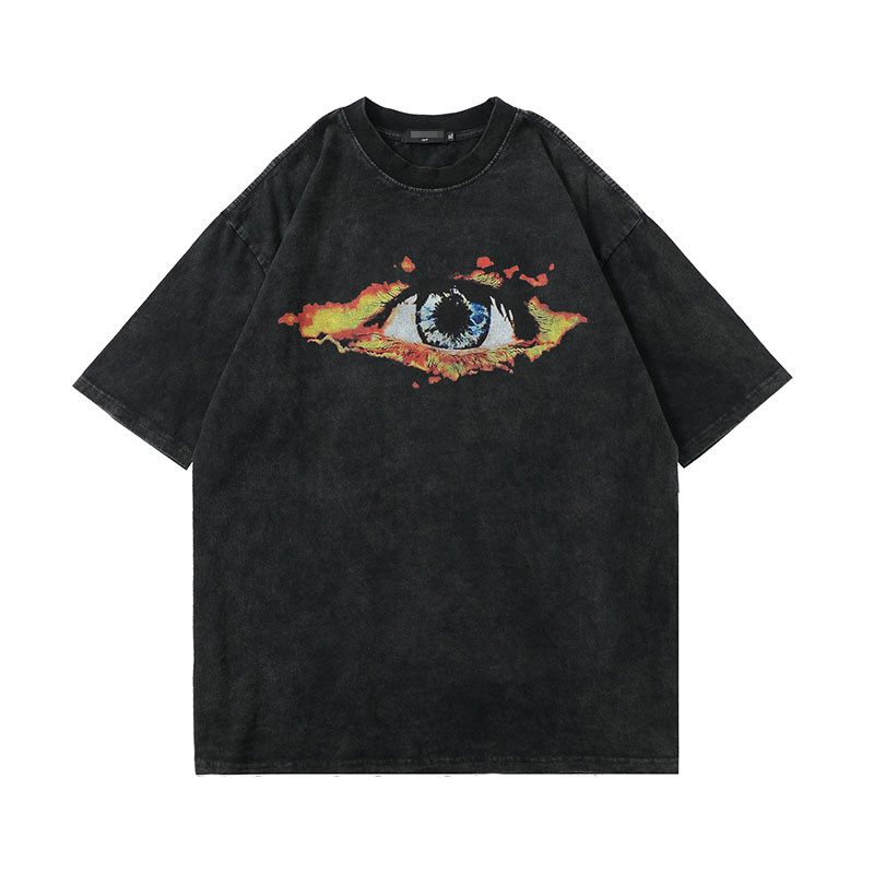 eyes pattern black t shirt