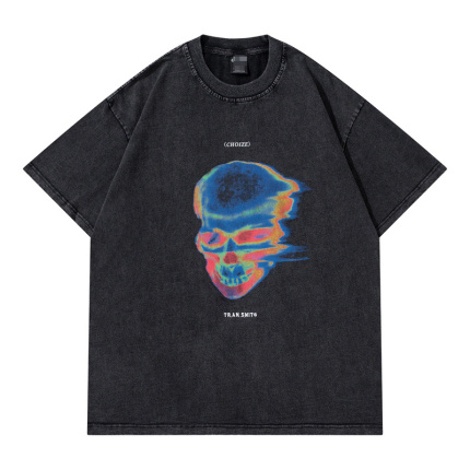 trendy skull pattern black t shirts