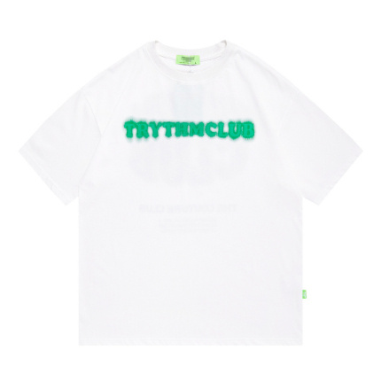 green letter pattern white t shirt