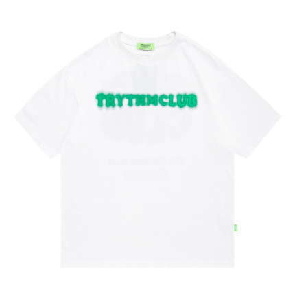 green letter pattern white t shirt