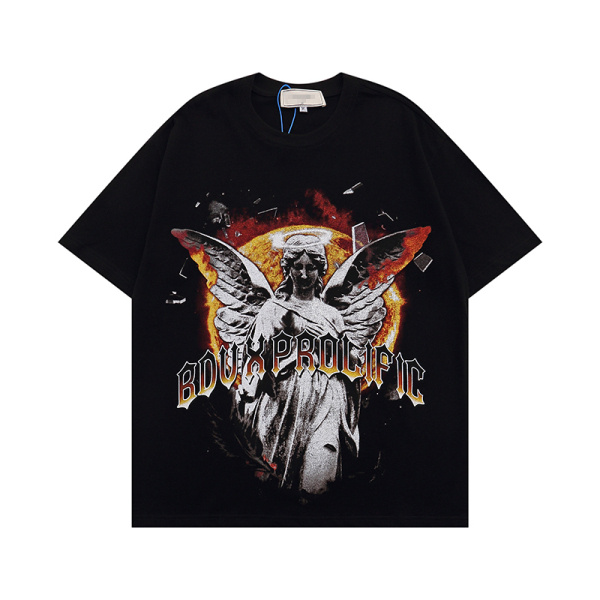 angel printing black t shirts