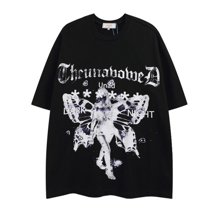 cartoon pattern black t shirt for teen