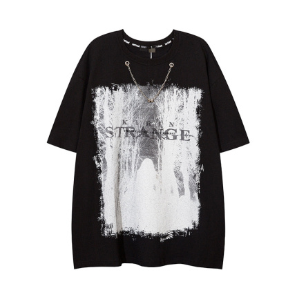 black loose letter pattern t shirts