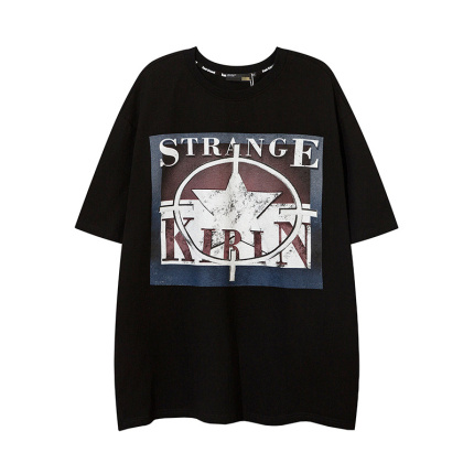 trendy letter pattern t shirt black