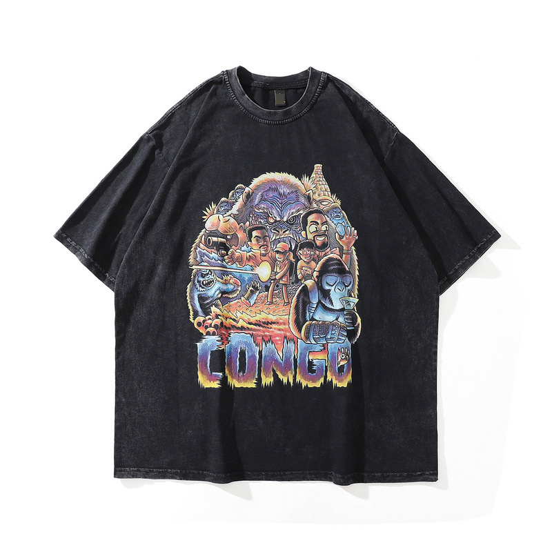 graphic tees men street style loose