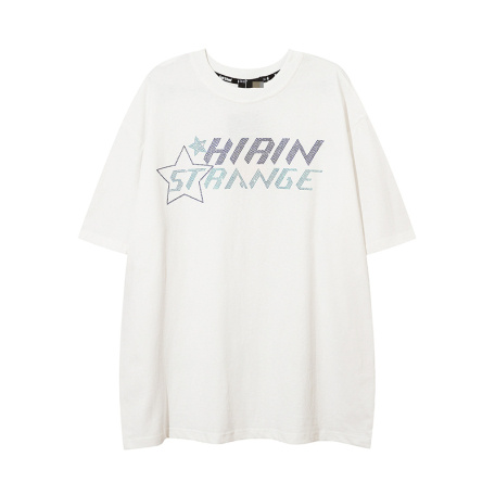 letter pattern loose white t shirts