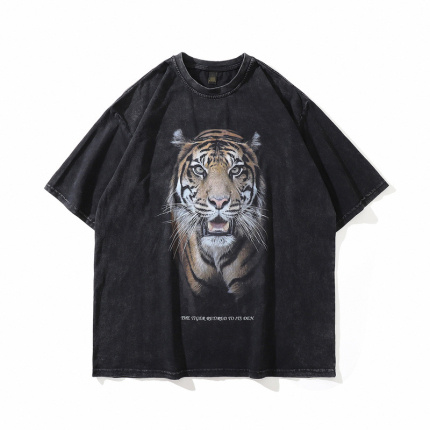 short sleeves shirts tiger head pattern