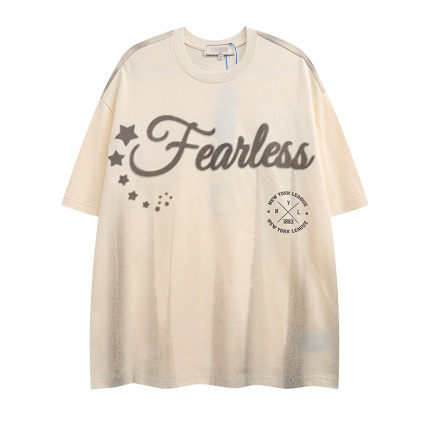 youthful letter pattern apricot t shirts