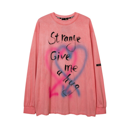 letters pattern pink long sleeve t shirt