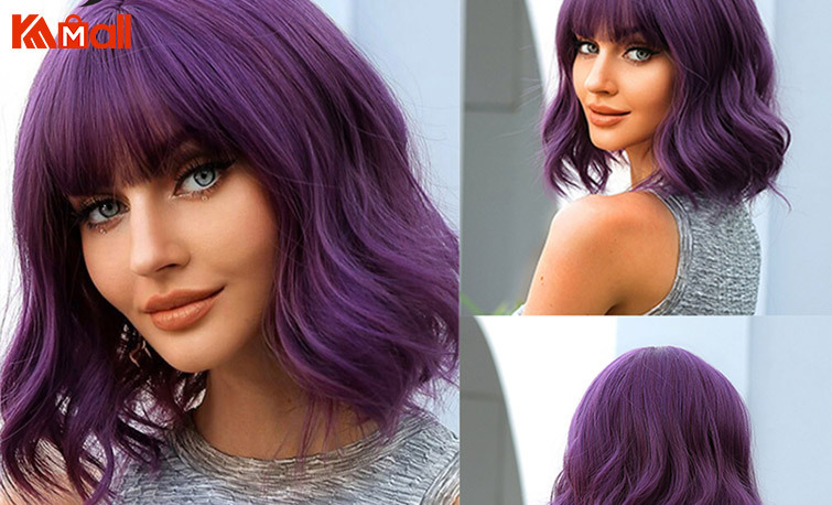 purple short lace front wigs