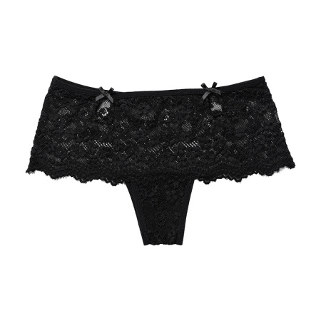 bowknot decorating black lace panties