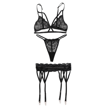 stylish breathable black lingerie sets